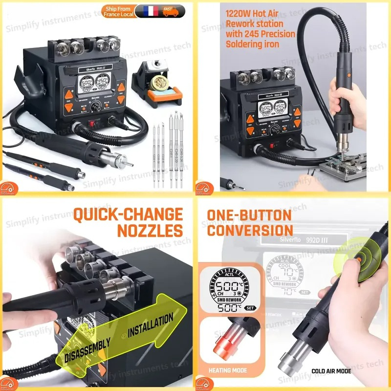 C210 Precision Soldering Station - 실버플로 992D III 1220W 정밀 열풍