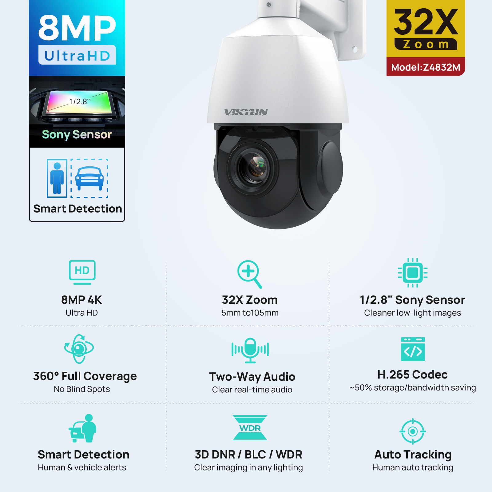 4K Microscope Camera Sony Sensor - Vikylin 4K 8MP PTZ 32X 줌