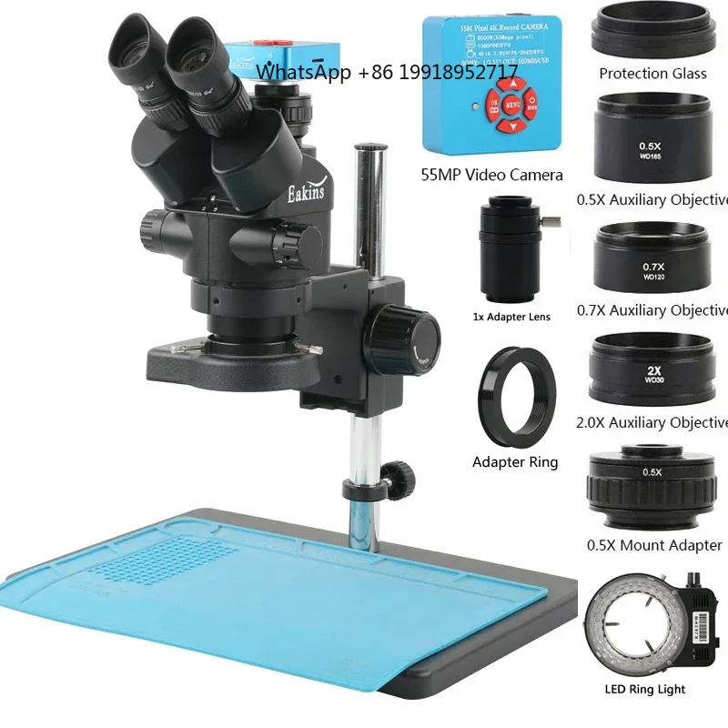 Simul-Focal Industrial Microscope 4K Hdmi - Eakins Zoom 3.5-90X 삼안 스테레오 현미경