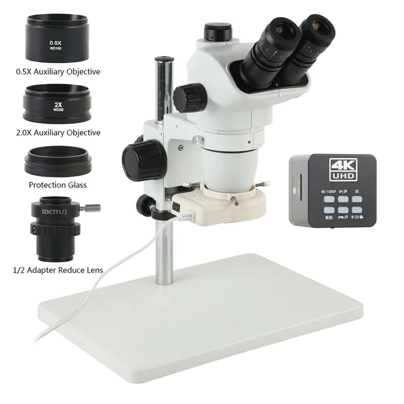 Simul-Focal Industrial Microscope 4K Hdmi - 6.7X45X 3.5X 동시 초점 삼안 스테레오