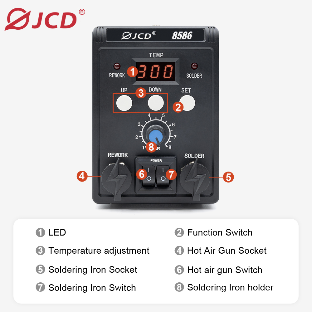 JCD 750W 8586 2 in 1 디지털 ESD 열 - 2 In 1 Soldering Rework Station 750W 리뷰 및 가격